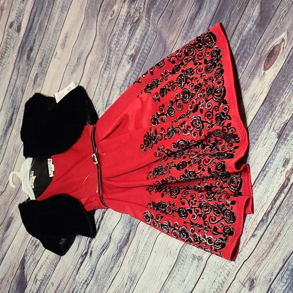 Knitwork Black & Red dress, sz 14 NWT